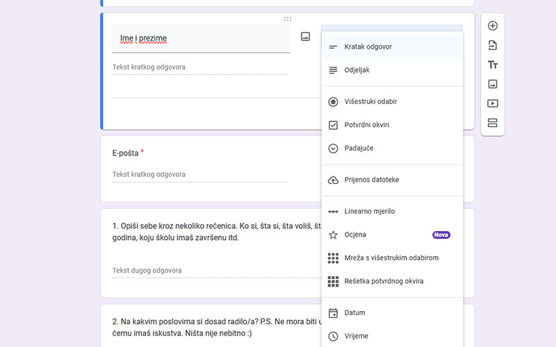 google obrazac pitanja